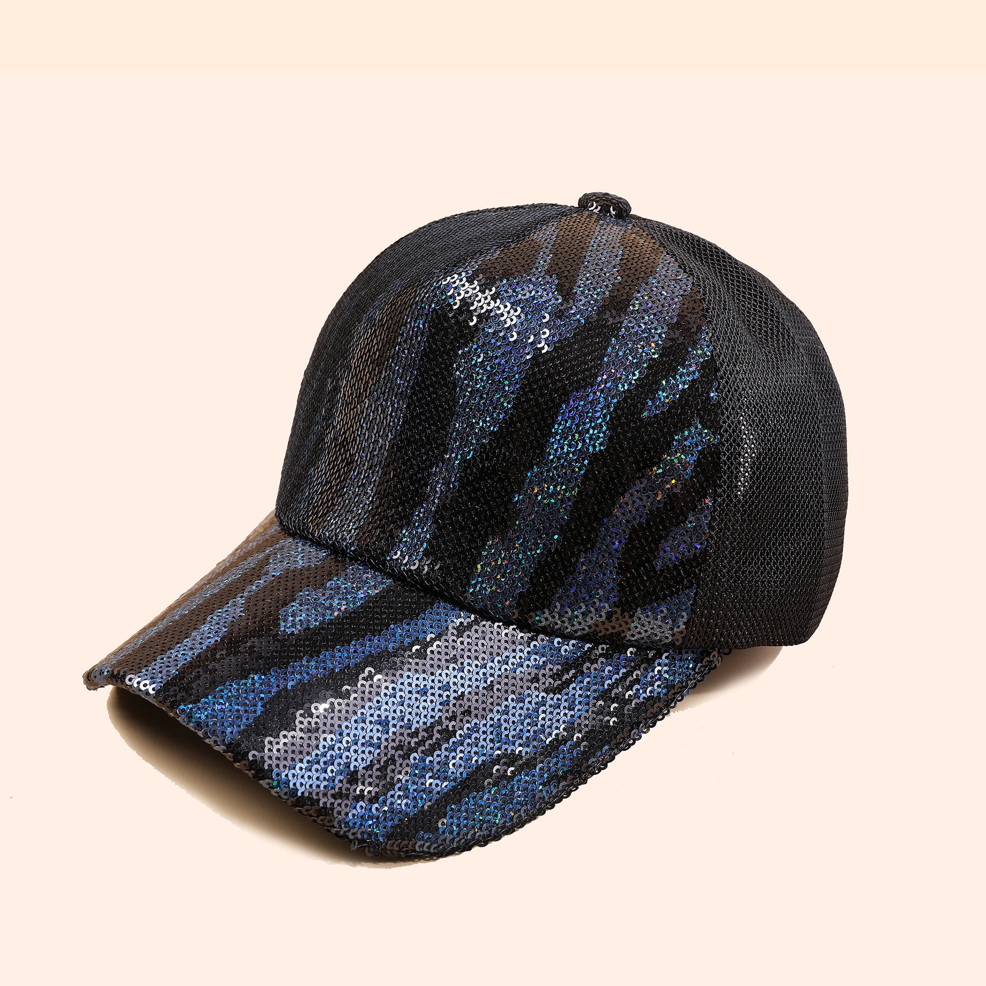 New zebra pattern sequin hat female cap Korean version fashion summer breathable baseball cap male ins tide personality