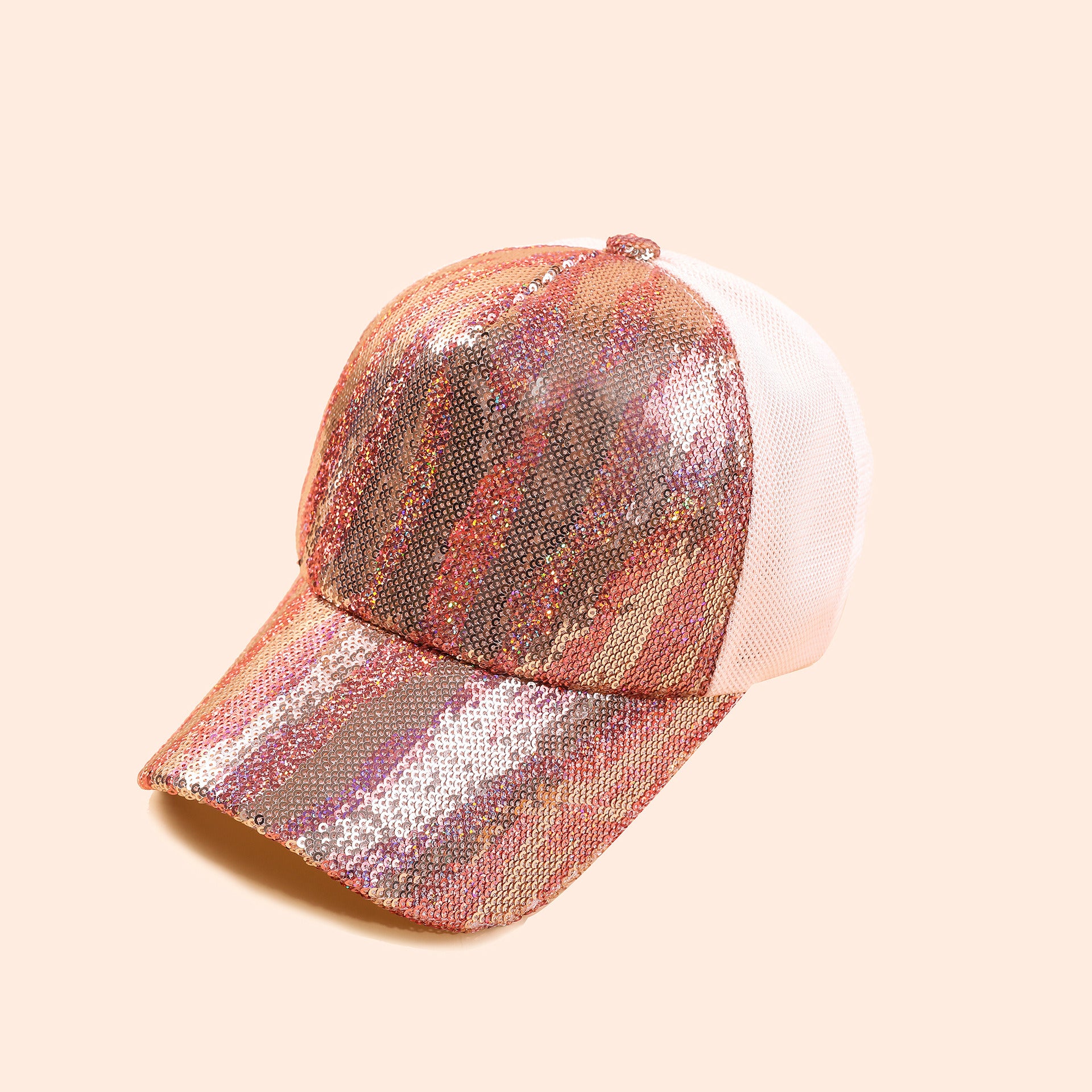 New zebra pattern sequin hat female cap Korean version fashion summer breathable baseball cap male ins tide personality