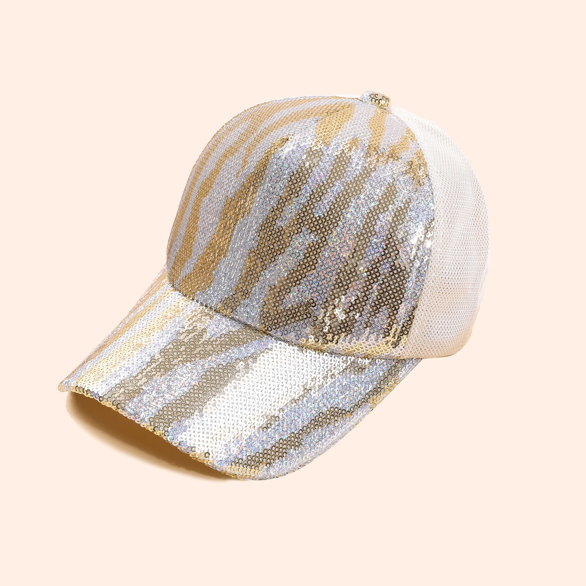 New zebra pattern sequin hat female cap Korean version fashion summer breathable baseball cap male ins tide personality