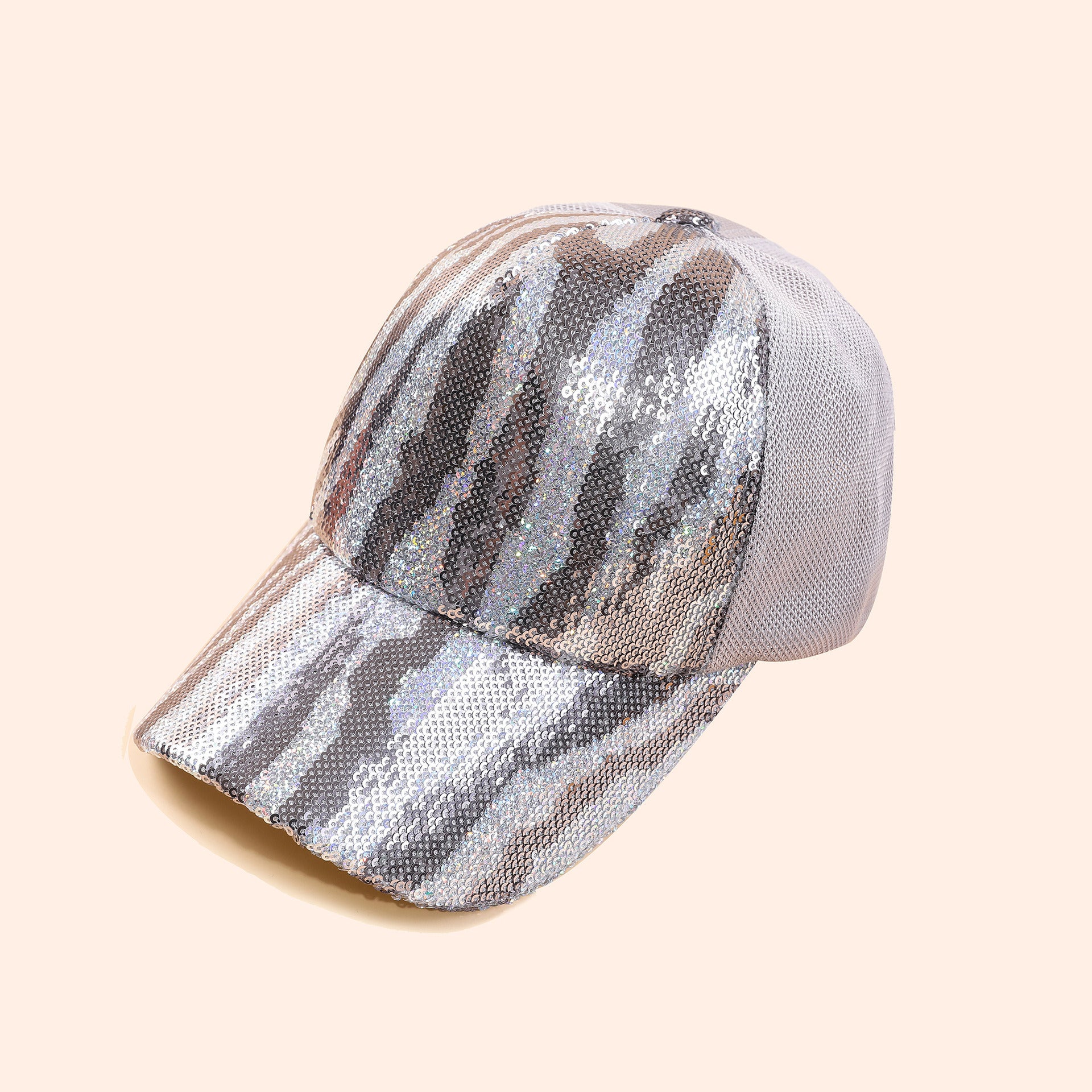 New zebra pattern sequin hat female cap Korean version fashion summer breathable baseball cap male ins tide personality