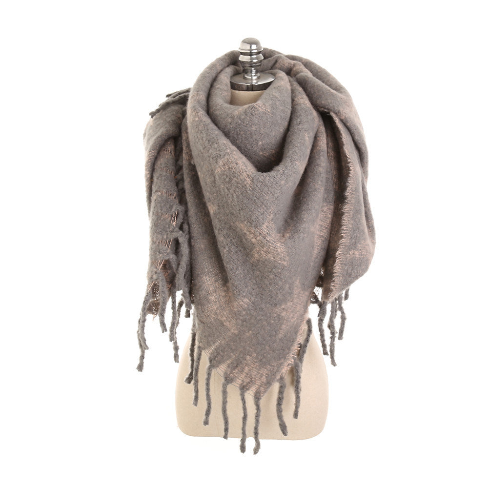 Fashion Warm Thick Star Pattern Fringe Scarf Shawl