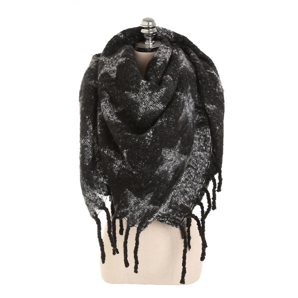 Fashion Warm Thick Star Pattern Fringe Scarf Shawl