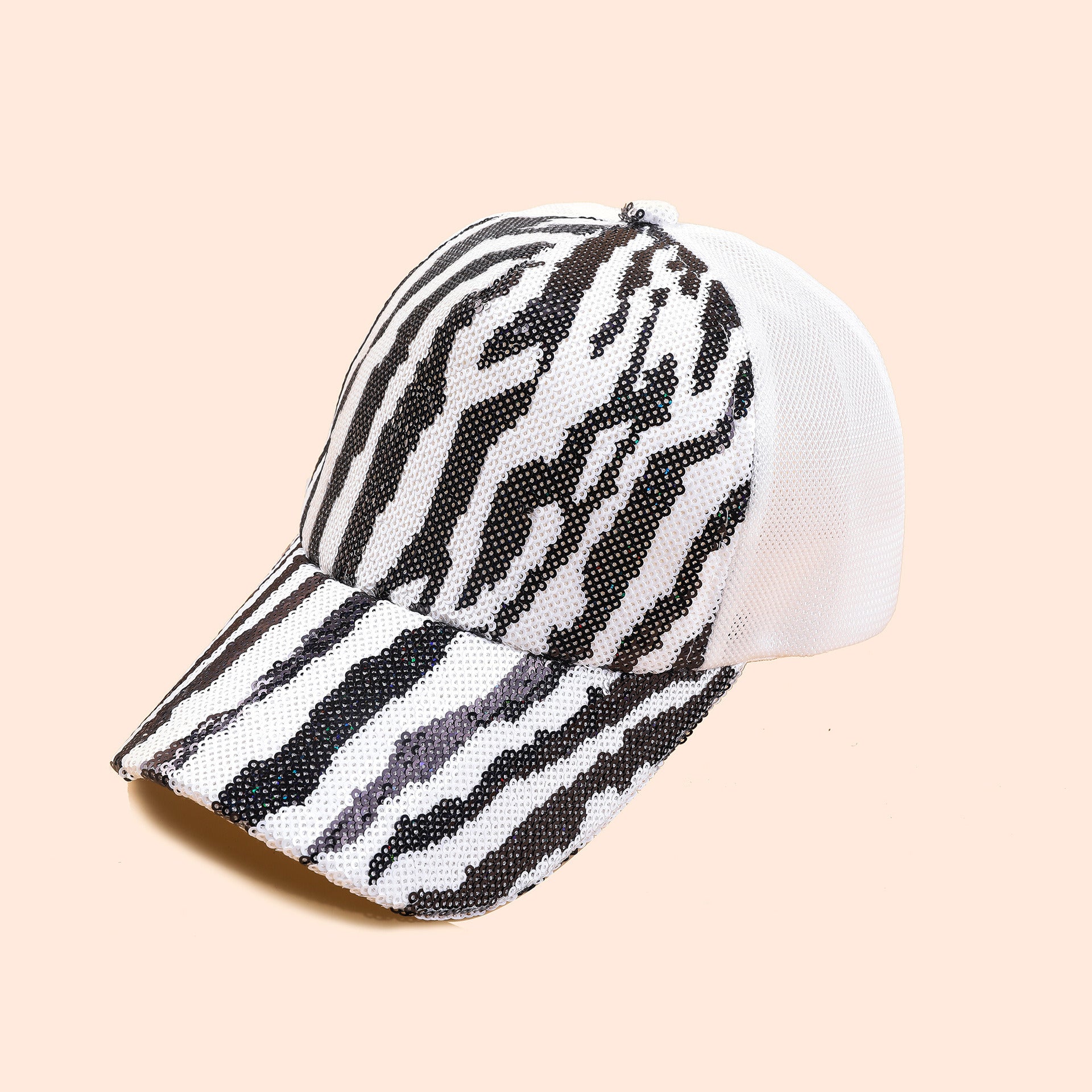 New zebra pattern sequin hat female cap Korean version fashion summer breathable baseball cap male ins tide personality