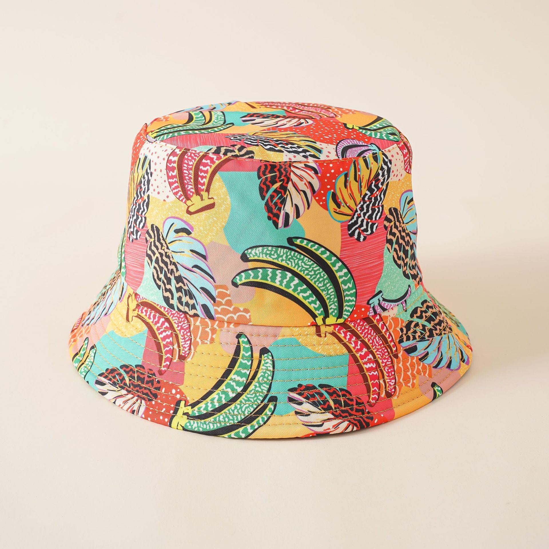 Fisherman hat men ins trend spring and summer beach hat tropical style banana leaf floral print sun hat women