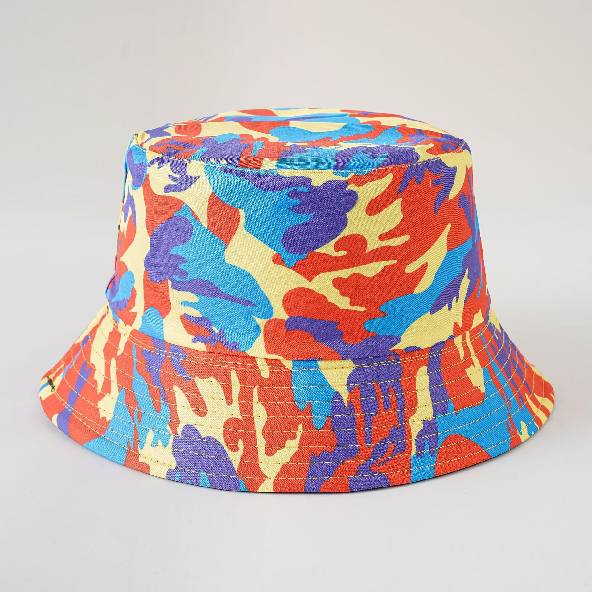 Double-sided fisherman hat new summer sun hat women's casual fashion trendy foldable camouflage pot hat