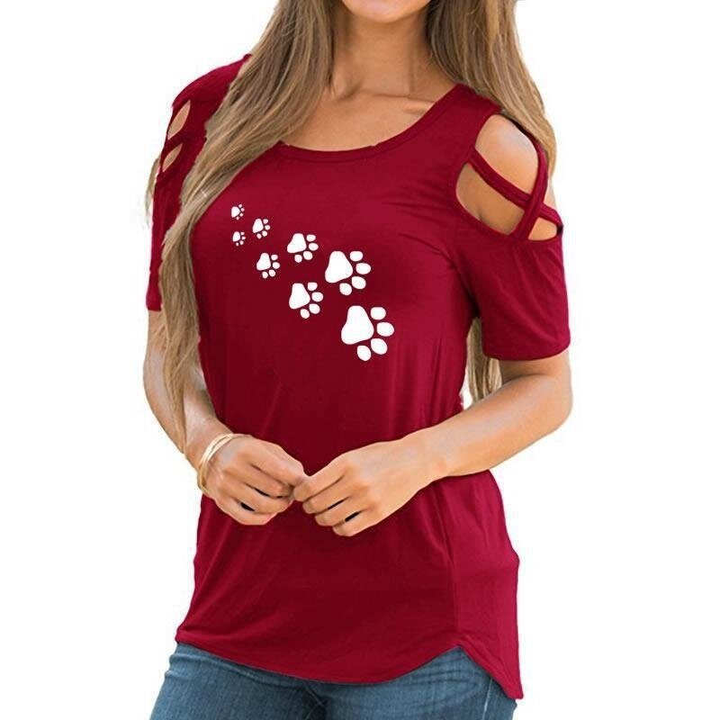 Cotton Criss Cross Cold Shoulder T- shirts