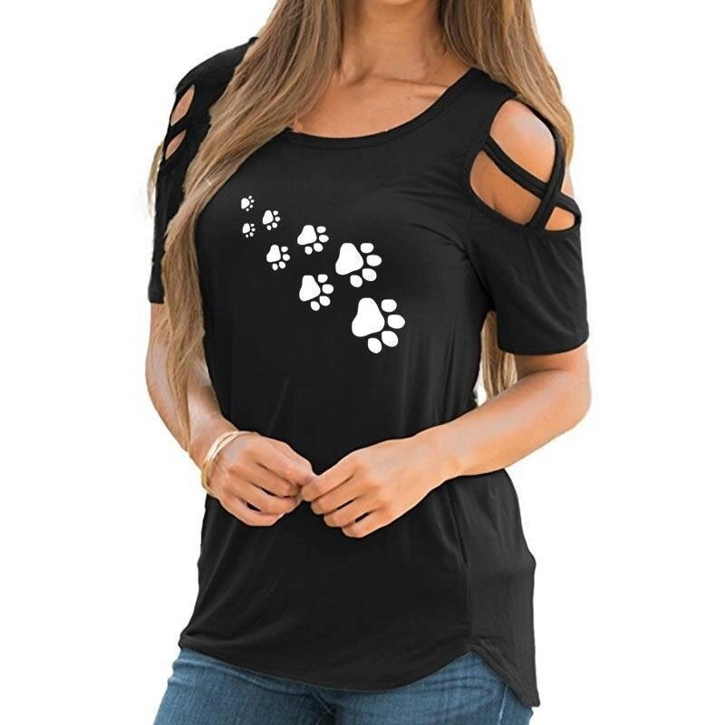 Cotton Criss Cross Cold Shoulder T- shirts