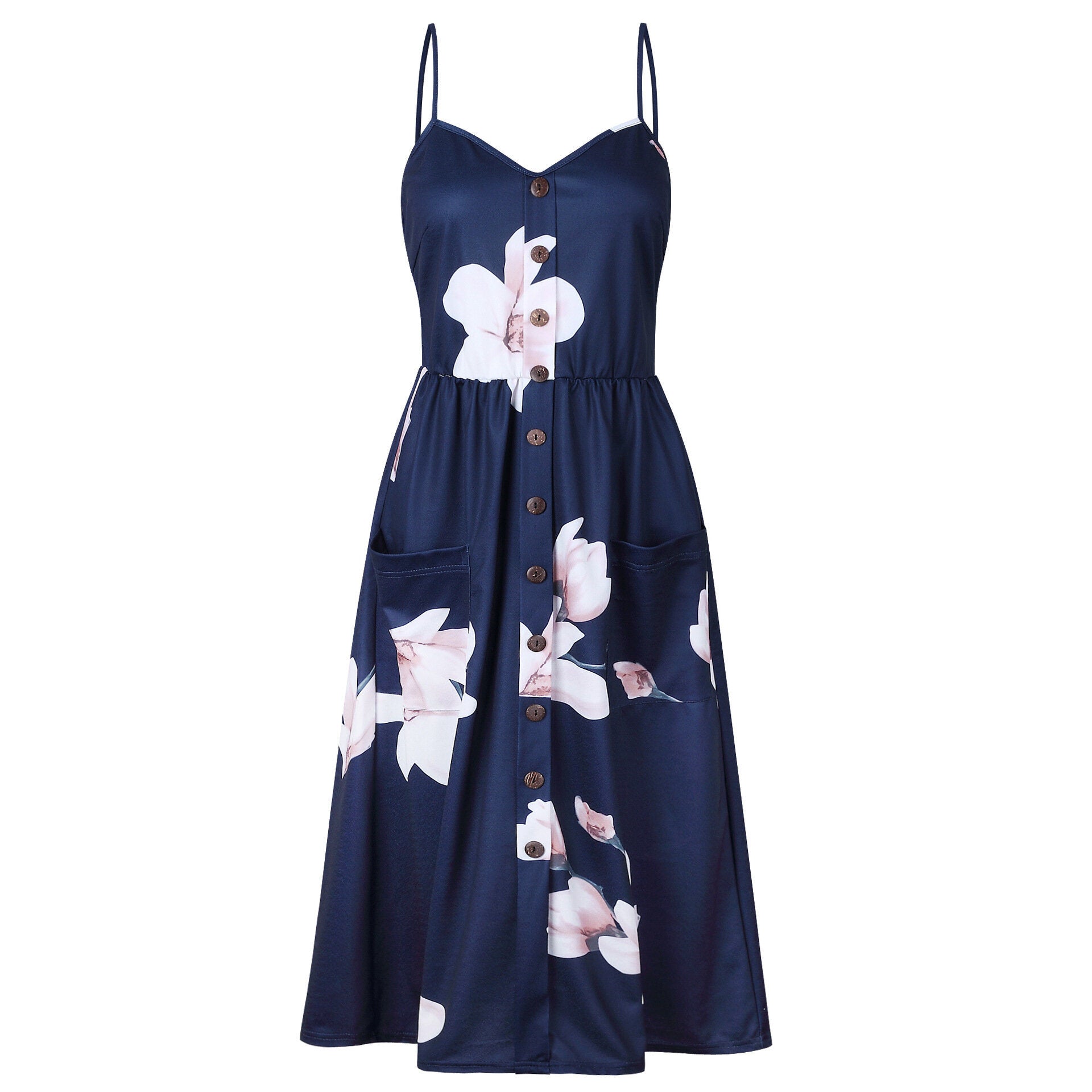 Women Floral Beach Dress Sundress Sexy Casual Loose Elegant Vintage Midi Dress