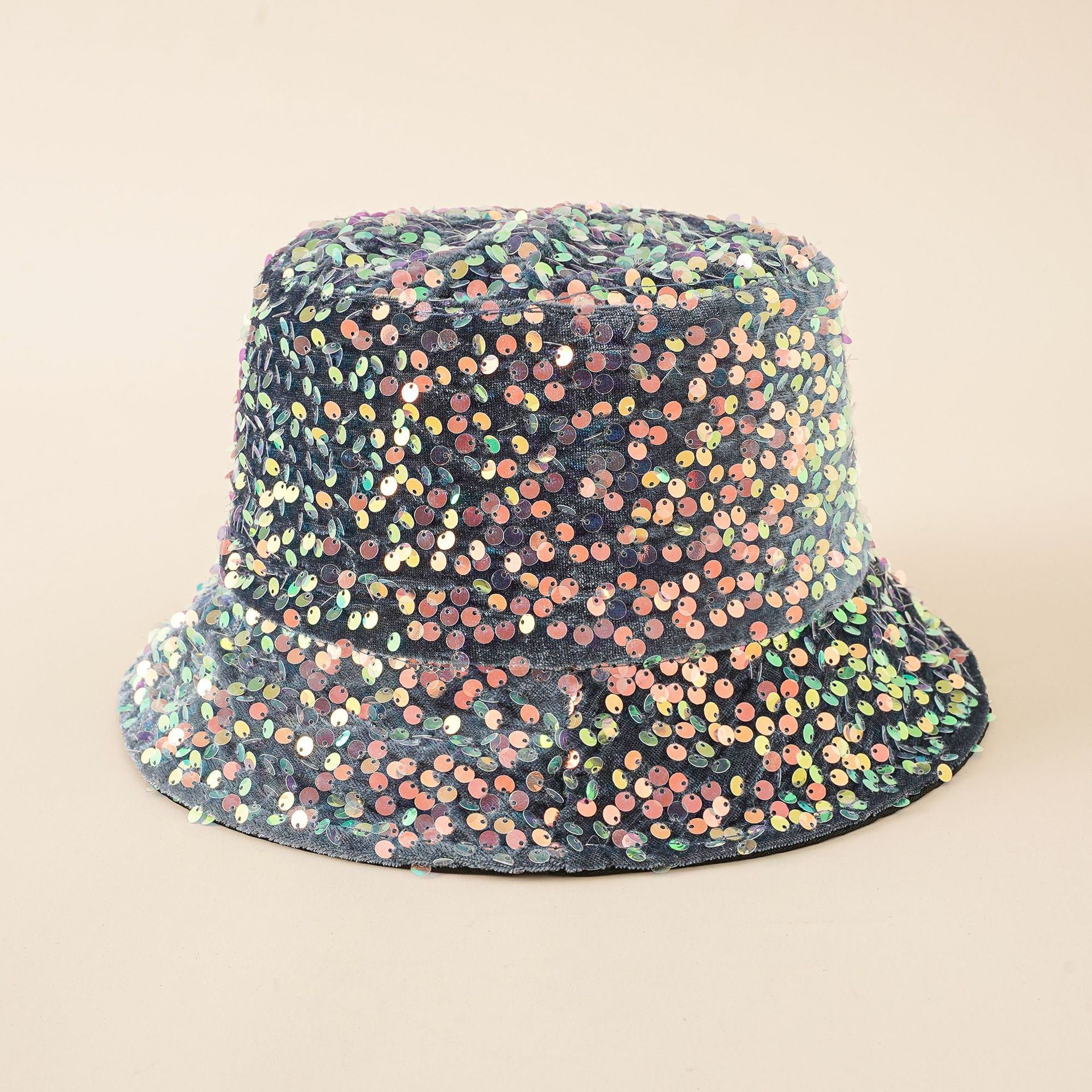 Spring and summer new sequined fisherman hat fashion elegant basin hat foldable face cover hat