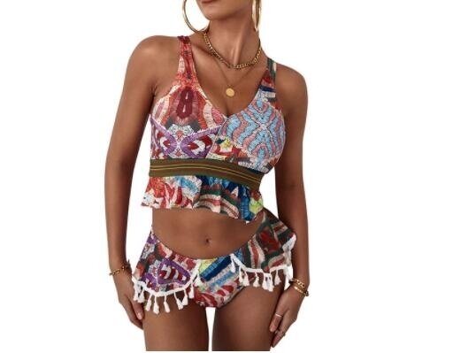 Vintage print Bikini Two Piece Swimsuits Bathing Suits