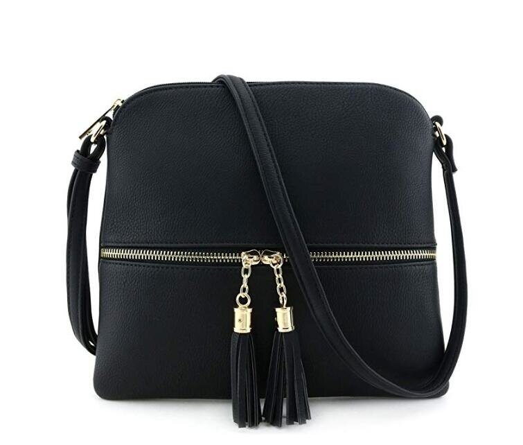 Lightweight Medium Crossbody Bag with Tassel