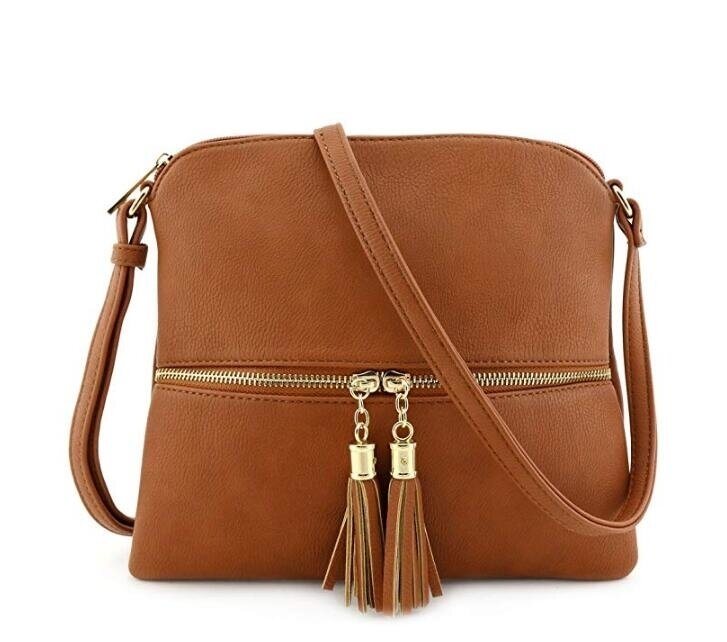 Lightweight Medium Crossbody Bag with Tassel