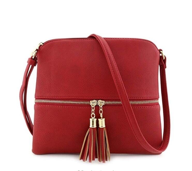 Lightweight Medium Crossbody Bag with Tassel