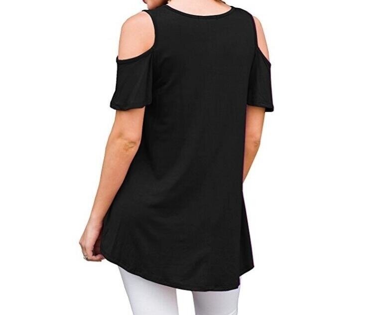 Women's Short Sleeve Casual Cold Shoulder Tunic Tops Loose Blouse Shirts