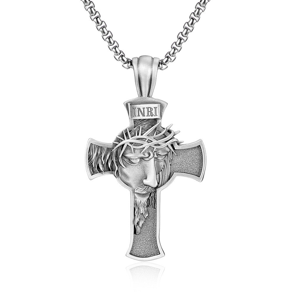 Vintage Cross Necklace Pendant Necklace Titanium Steel Pendant Hip Hop Necklace Accessories Long