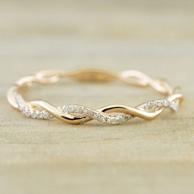 Twisted Diamond Ring Fashion Simple Jewelry