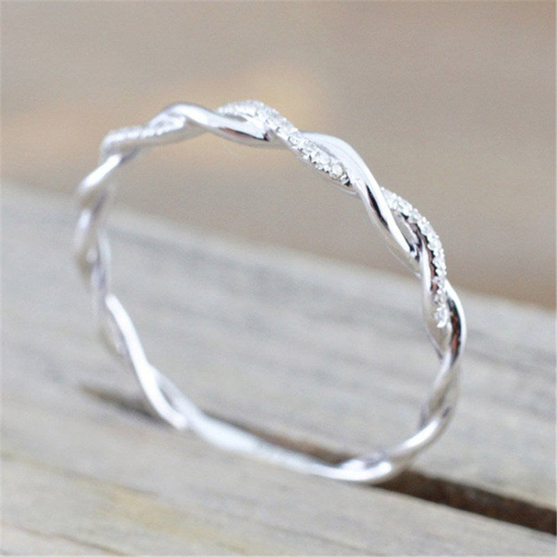 Twisted Diamond Ring Fashion Simple Jewelry