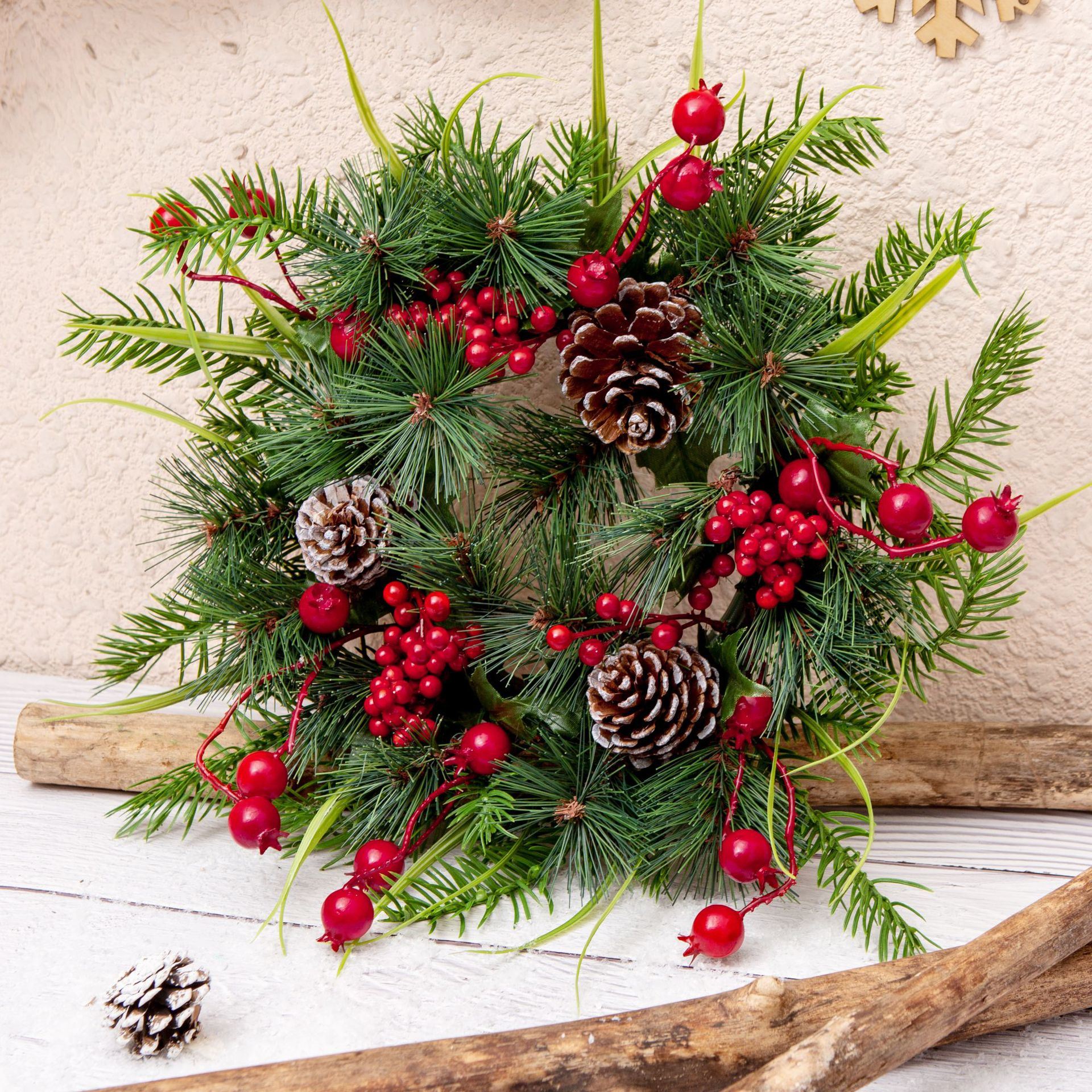 Christmas Wreath Festive Christmas Rattan Venue Layout Props Wreath Decorations Door Hanging