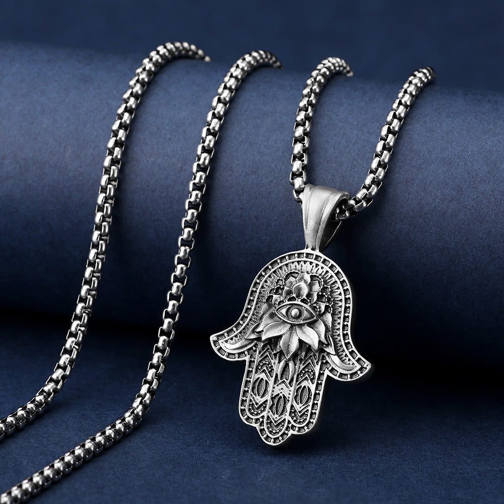 Necklace Men And Women Fashion Devil Eye Hamsa Palm Pendant Jewelry