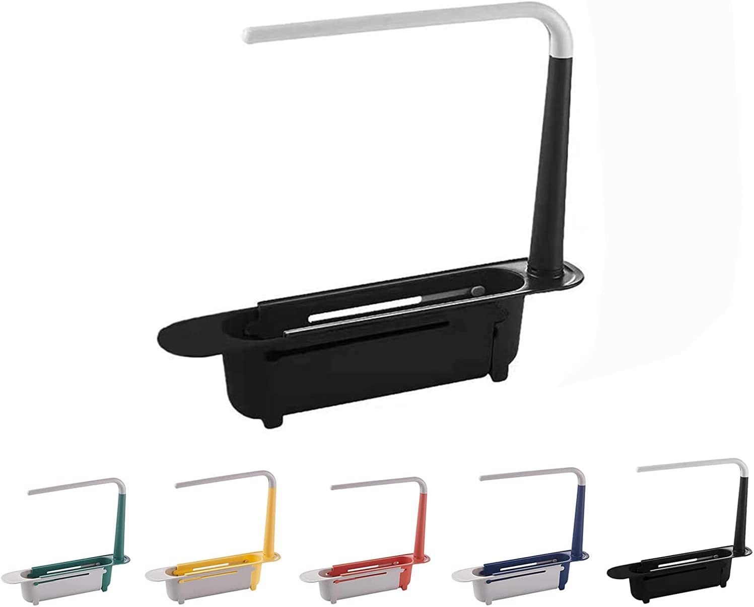 Telescopic Sink Storage Rack Maximum stretch to 17.7in,Adjustable Telescopic 2-in-1 Sink,Expandable Storage Drain Basket for Kitchen sink,telescopic Sponge Soap Holder,Towel Rack under sink organizers