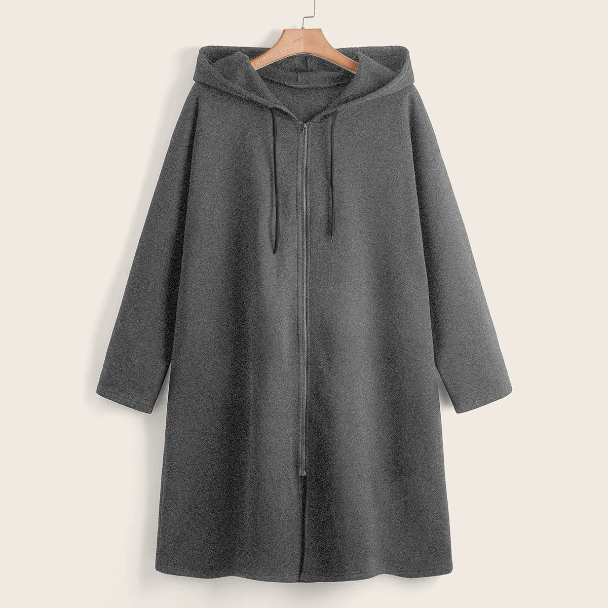 Large Size Long Hooded Pullover Coat Women 2022 New Casual Fashion Loose Zip Cardigan Solid Top Inner Thin Fleece Autumn Winter