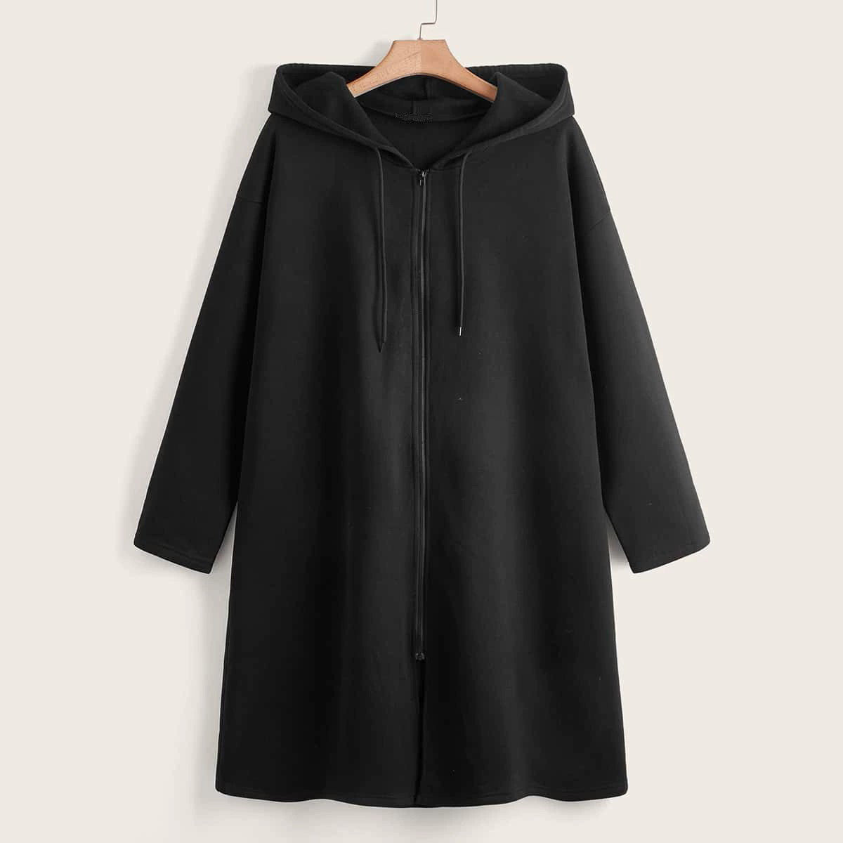 Large Size Long Hooded Pullover Coat Women 2022 New Casual Fashion Loose Zip Cardigan Solid Top Inner Thin Fleece Autumn Winter