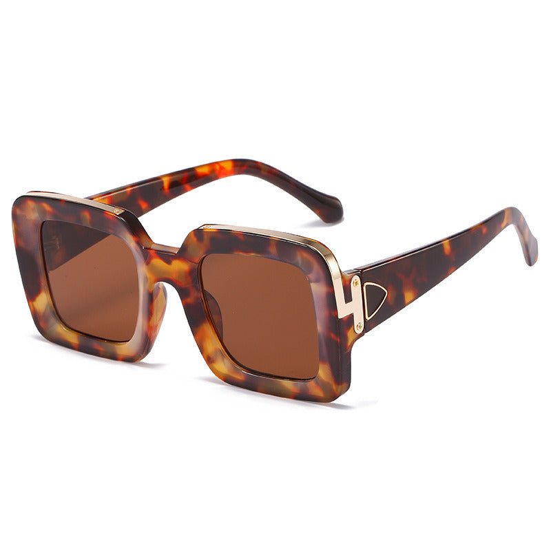 Women Sunglasses Fashion Square Sunglass Mental Decoration Leopard Sun Glasses Retro Personality UV400 Shades Eyewear