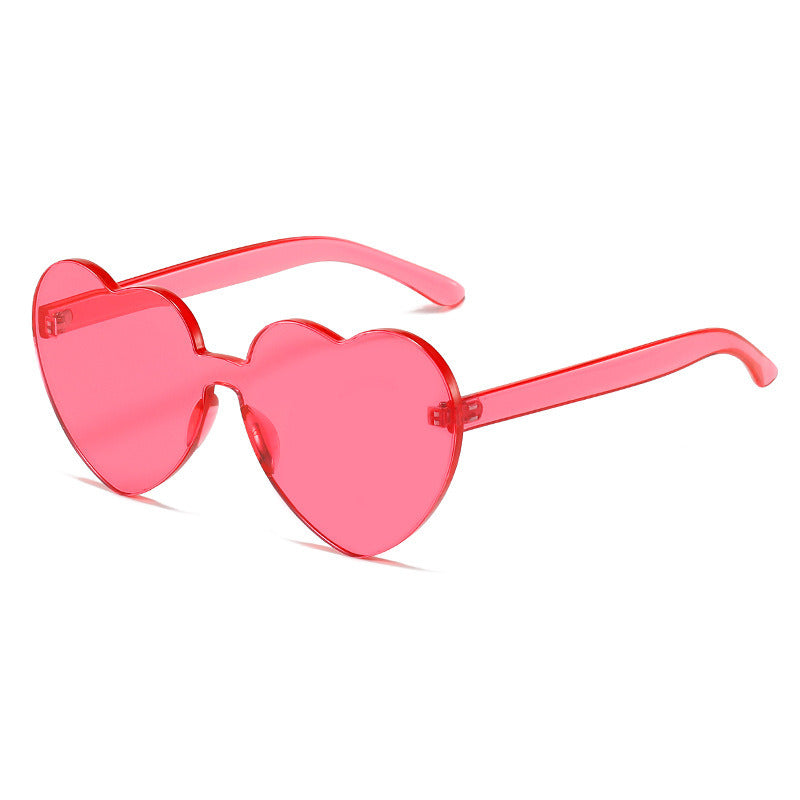 Women Sunglass Fashion Heart Sunglasses Vintage One Piece Candy Color Sun Glass Female Luxury Design Eyewear UV400 Shades