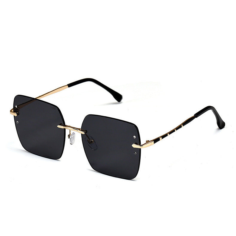 Fashion Rimless Square Sunglasses Women Large Frame Sunglass Vintage Sun Glass Men Luxury Design Eyewear UV400 Gradient Shades