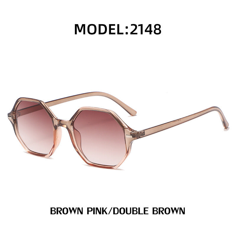 Fashion Round Polygonal Sunglasses Women Rivets Sunglass Vintage Sun Glass Luxury Brand Design Eyewear UV400 Gradient Shades