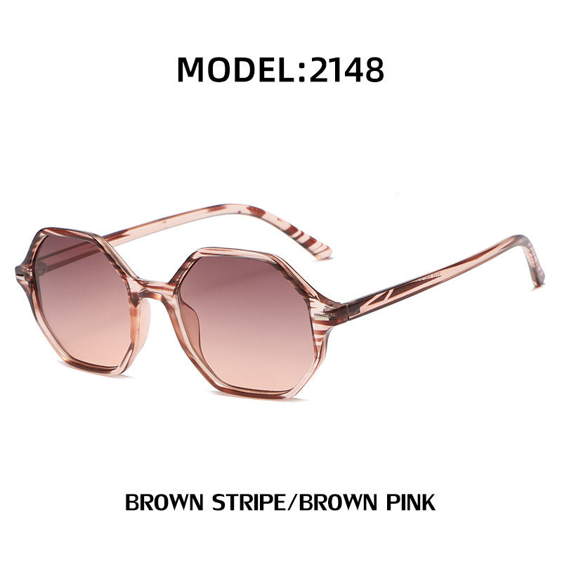 Fashion Round Polygonal Sunglasses Women Rivets Sunglass Vintage Sun Glass Luxury Brand Design Eyewear UV400 Gradient Shades