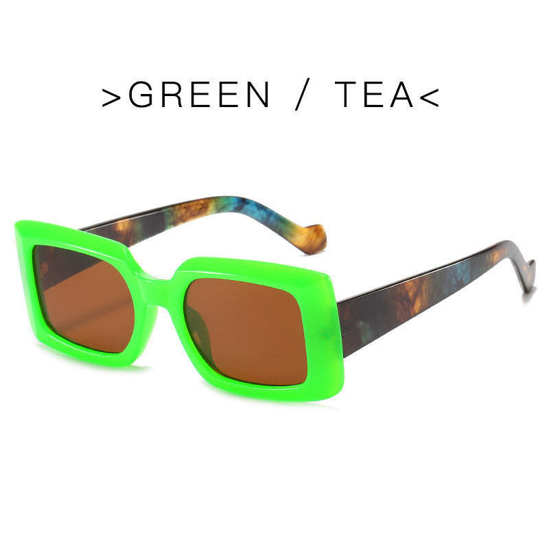 Fashion Rectangle Sunglasses Women Colour Blocking Sunglass Vintage Sun Glass Men Luxury Eyewear UV400 Gradient Brown Shades