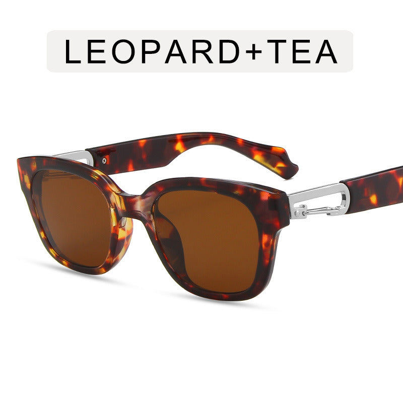 Fashion Square Hook Loop Sunglasses Women Metal Hinges Sunglass Vintage Leopard Sun Glass Men Luxury Eyewear UV400 Brown Shades