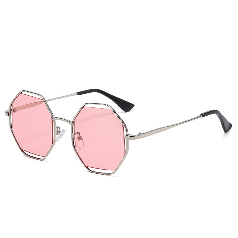 Fashion Polygonal Sunglasses Women Mental Sunglass Vintage Sun Glass Men Hollow Out Luxury Design Eyewear UV400 Gradient Shades