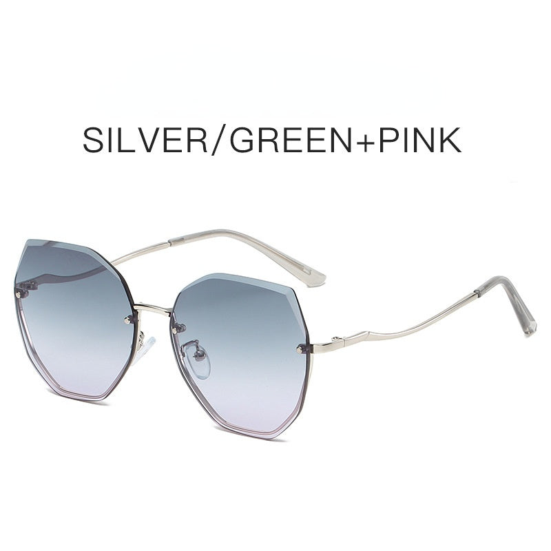 Fashion Rimless Polygonal Sunglasses Women Glasses Retro Sunglass Female Luxury Designer Eyewear UV400 Sun Glass Gradient Shades