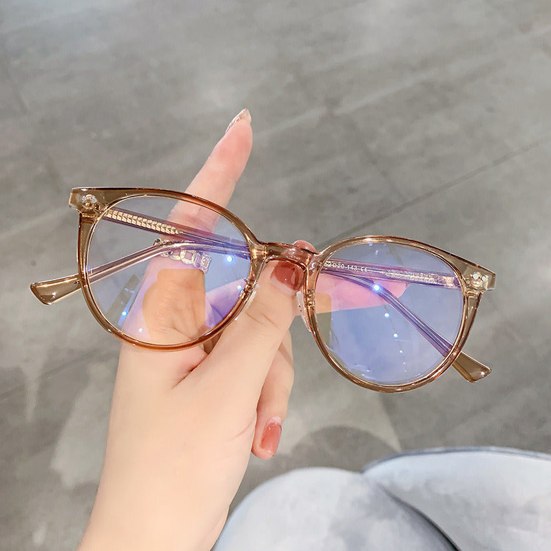 Fashion Round Blue Light Blocking Glasses Women Men Clear Lens Glass Frame Optical Spectacle Goggles Female Eyeglass