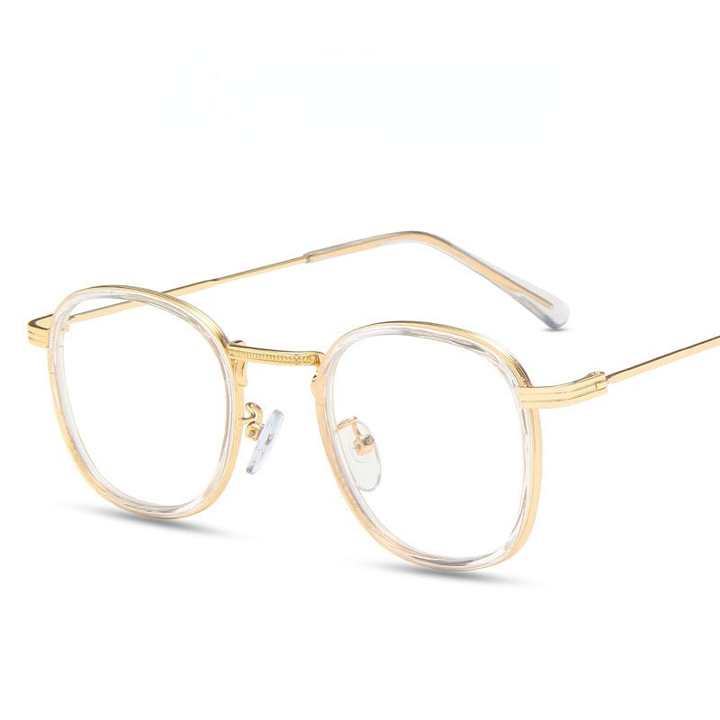 Round Anti-blue Light Glasses Women Fashion Frames Female Optical Glass Retro Spring Hinge Clear Lens Leopard Frame