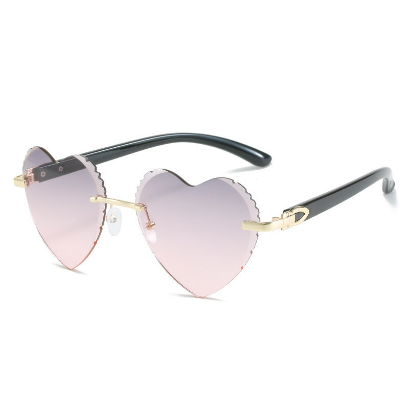 Heart Shape Sunglasses Ocean Lens Sun Glasses Fashion Rimless Women Sunglass Female Luxry Brand UV400 Gradient Shades Eyewear