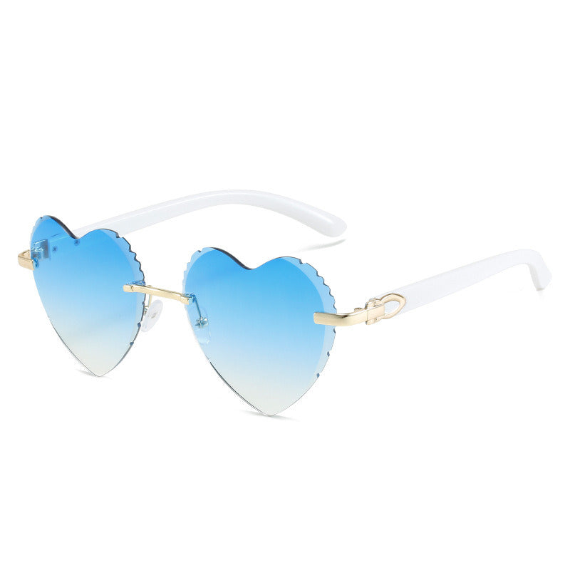 Heart Shape Sunglasses Ocean Lens Sun Glasses Fashion Rimless Women Sunglass Female Luxry Brand UV400 Gradient Shades Eyewear