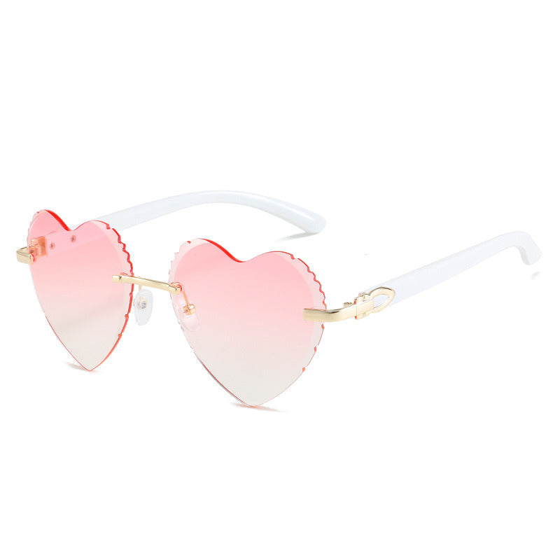 Heart Shape Sunglasses Ocean Lens Sun Glasses Fashion Rimless Women Sunglass Female Luxry Brand UV400 Gradient Shades Eyewear