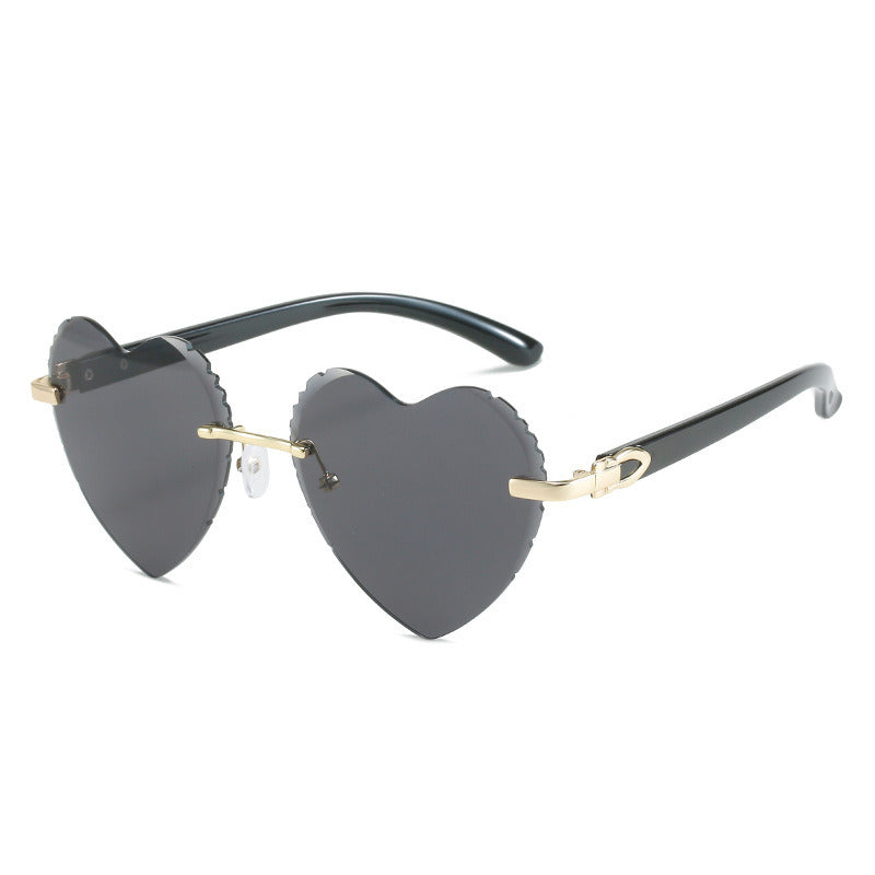 Heart Shape Sunglasses Ocean Lens Sun Glasses Fashion Rimless Women Sunglass Female Luxry Brand UV400 Gradient Shades Eyewear