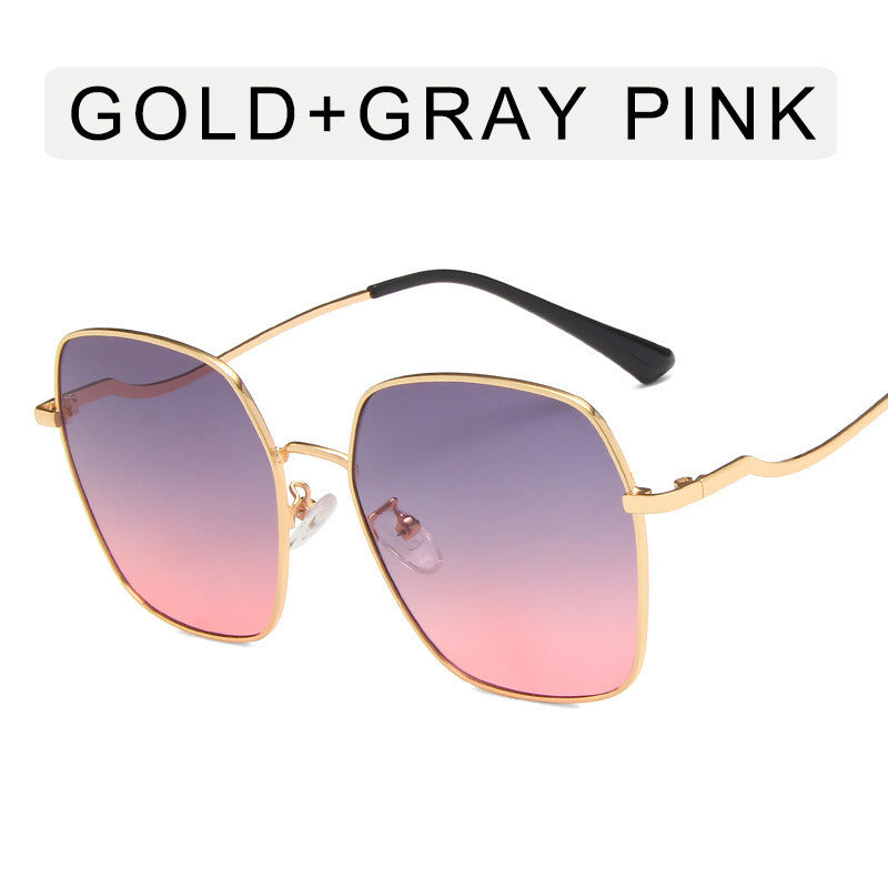 Square Sunglasses Oversized Frame Sun Glasses Fashion Mental Women Sunglass Female Luxry Brand UV400 Gradient Shades Eyewear