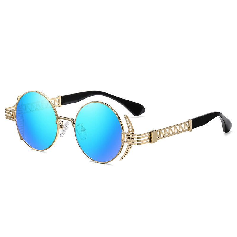 Round Steampunk Sunglasses Women Hollow Out Glasses Retro Sunglass Men Luxury Designer Eyewear UV400 Sun Glass Blue Clear Shades