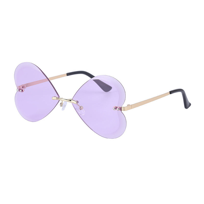 Heart Sunglasses Fashion Sun Glasses Women Rimless Sunglass Ocean Lens Female Luxry Brand UV400 Red Blue Shades Retro Eyewear