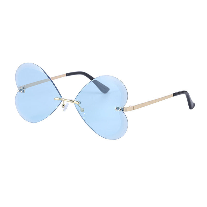 Heart Sunglasses Fashion Sun Glasses Women Rimless Sunglass Ocean Lens Female Luxry Brand UV400 Red Blue Shades Retro Eyewear