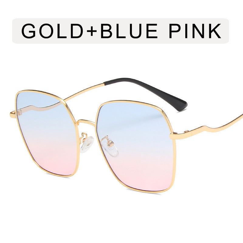 Square Sunglasses Oversized Frame Sun Glasses Fashion Mental Women Sunglass Female Luxry Brand UV400 Gradient Shades Eyewear