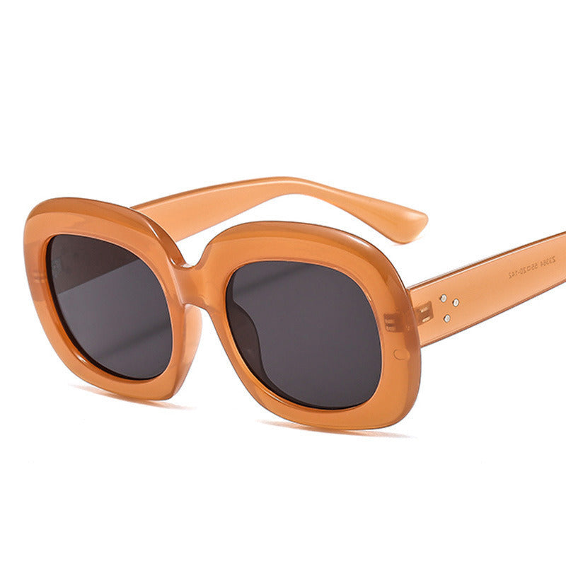 Square Sunglasses Big Frame Sun Glasses Women Rivets Sunglass Black Brown Shades Female Luxry Brand UV400 Retro Eyewear