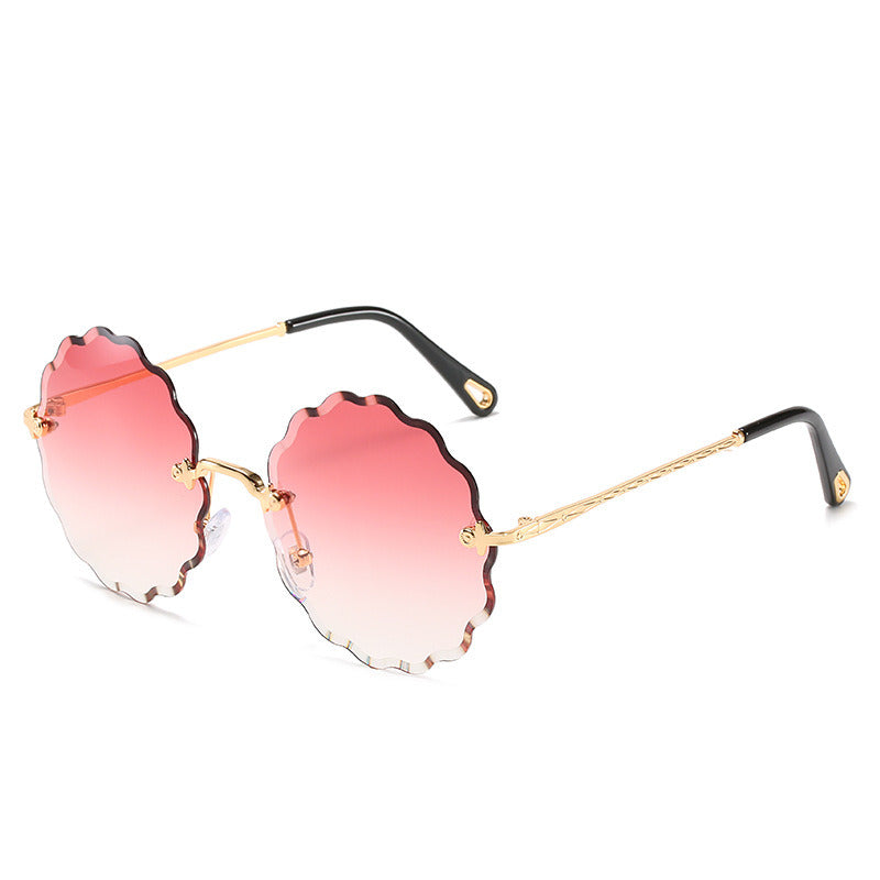 Fashion Rimless Sunglasses Women Round Sunglass Vintage Ocean Lens Female Luxury Brand Design Eyewear UV400 Gradient Shades