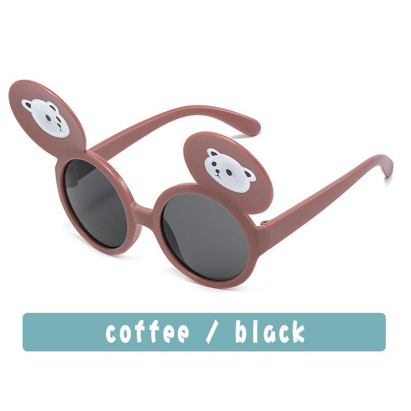 Fashion Bear Ear Sunglasses Boy Round Glasses Retro Children Sunglass Girl Brown Eyewear UV400 Sun Glass Outdoor Kid Shades