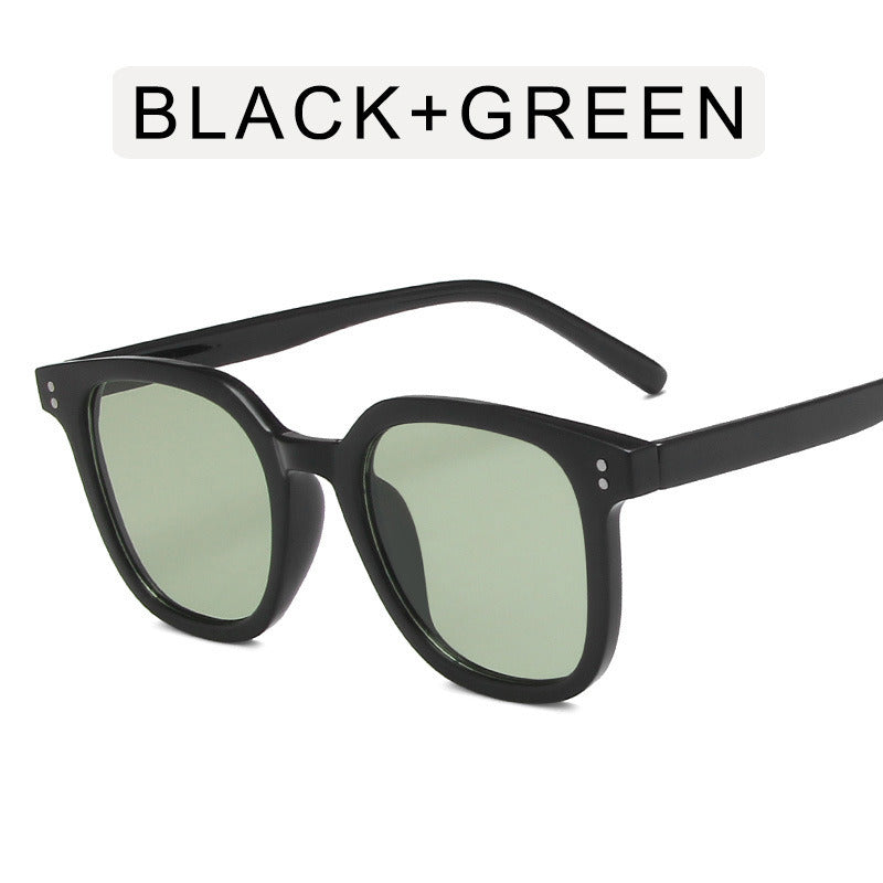 Fashion Square Sunglasses Women Rivets Oversized Sunglass Vintage Sun Glass Men Driving Eyewear UV400 Green Yellow Shades